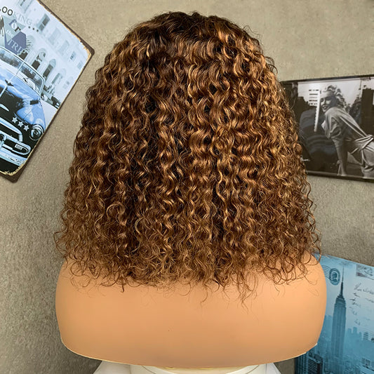 14" Bobs JC Lace Front Human Hair Wigs with Kinky Curly